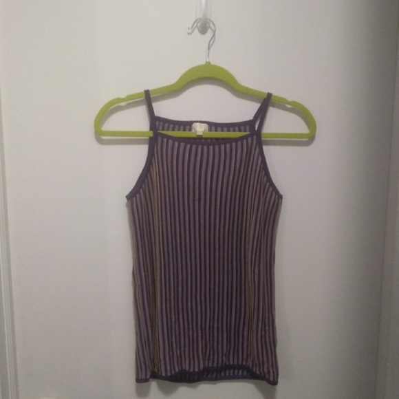 Kali Tops - Purple Gold Striped 90s Knit Tank Top